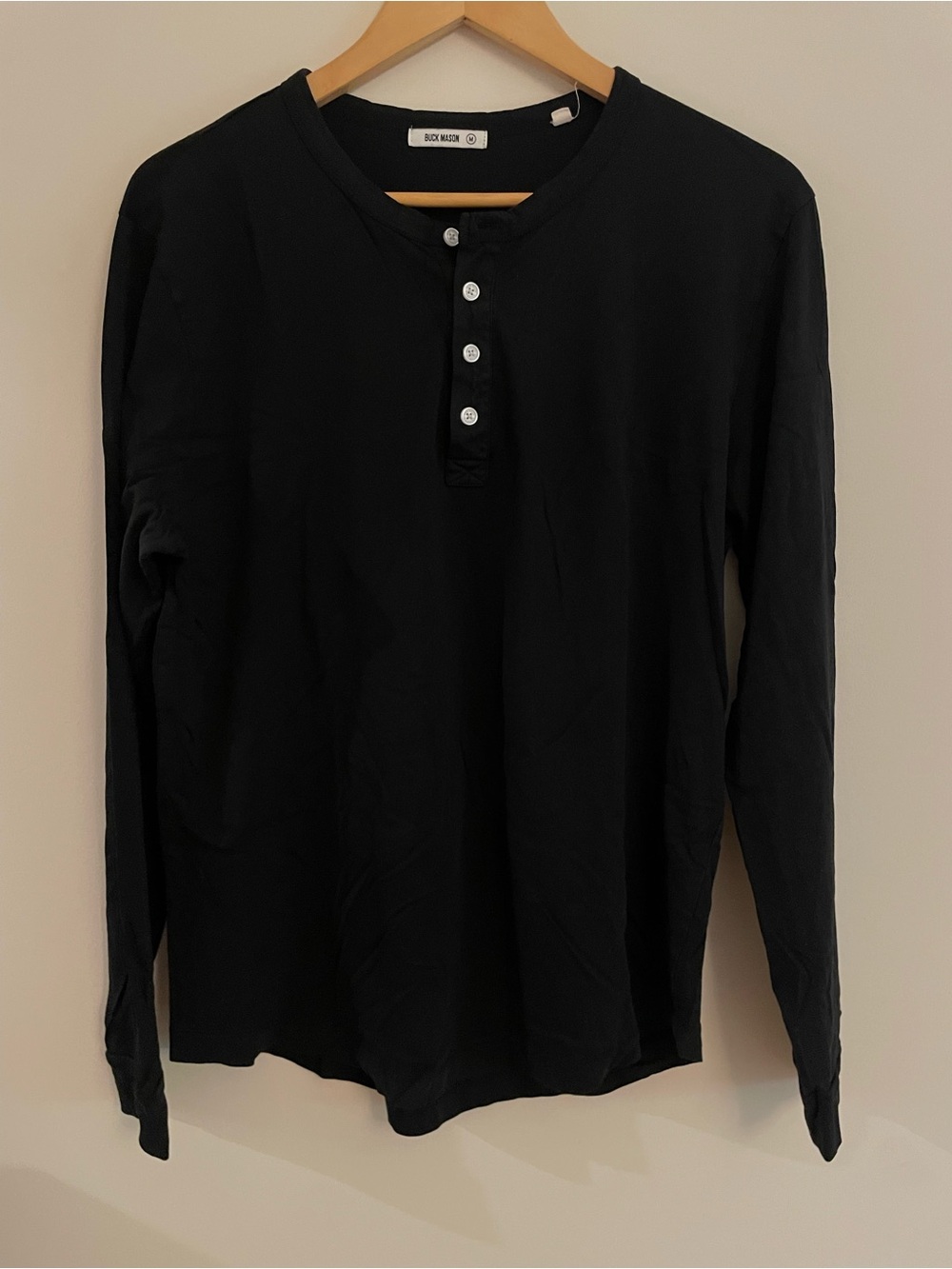 Buck Mason Black Cotton Henley (M)